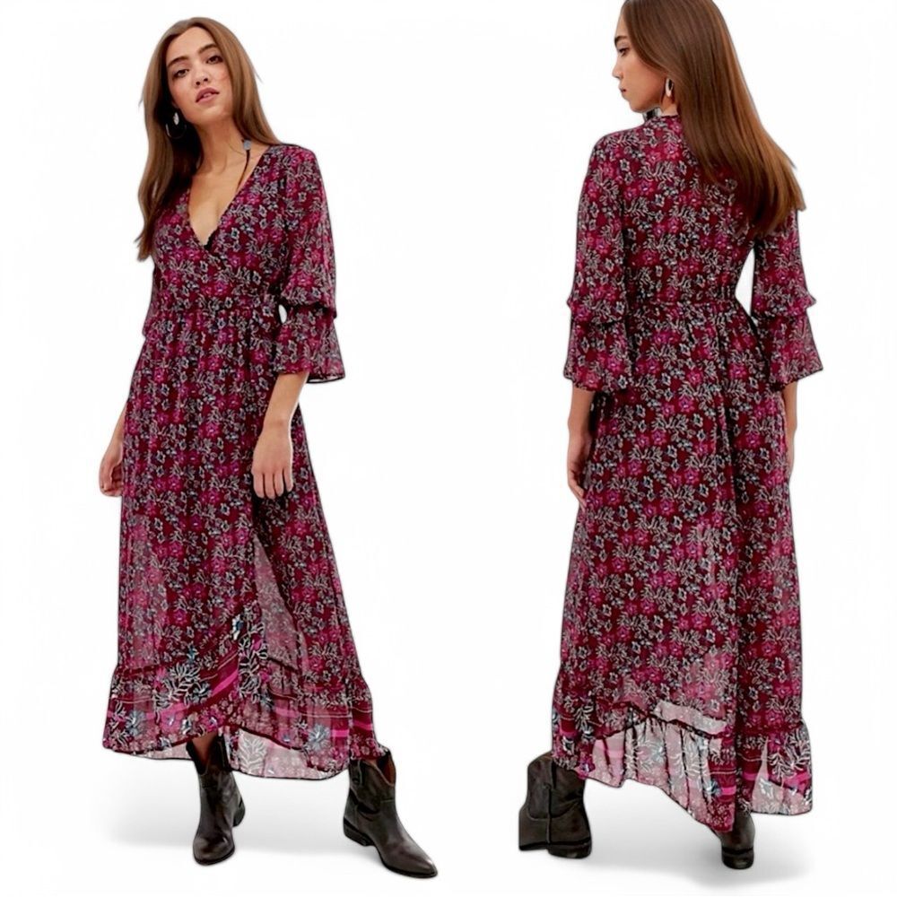 ⭐️Band of Gypsies Bell Sleeve Floral Maxi Dress Size XS